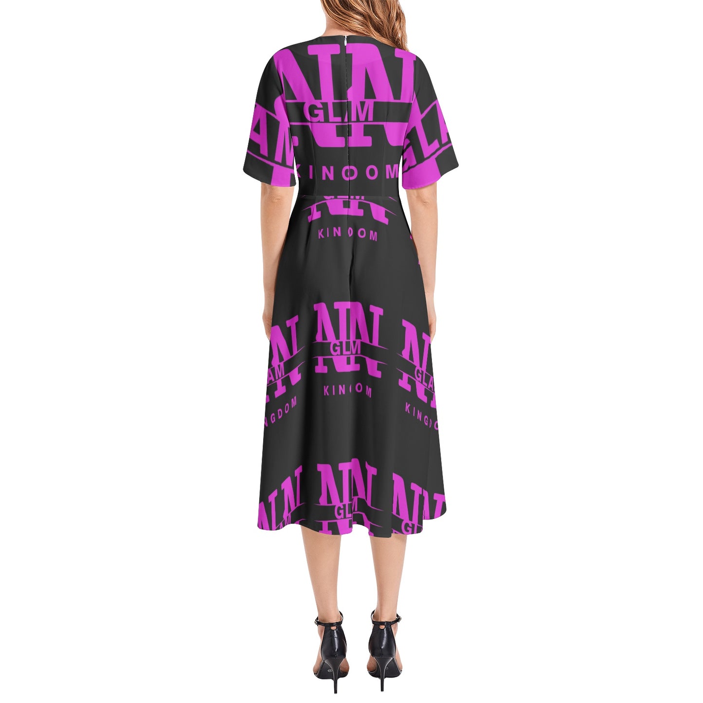 NN Short Sleeve Waist Folding Midi Dress